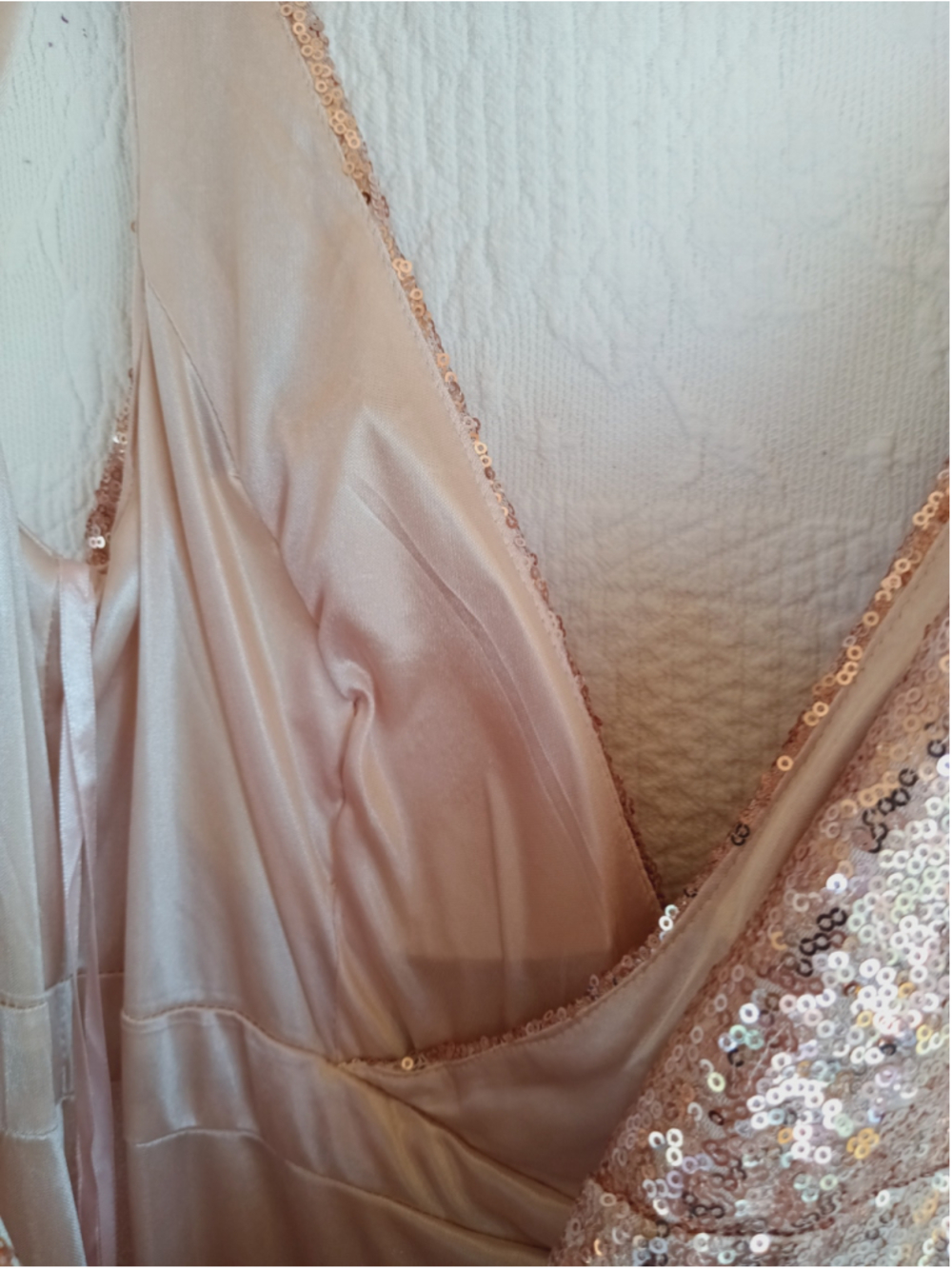 Miss Mint Rose Gold Sequin V-Neck Maxi Gown elegant sparkle floor length formal - Picture 8 of 12